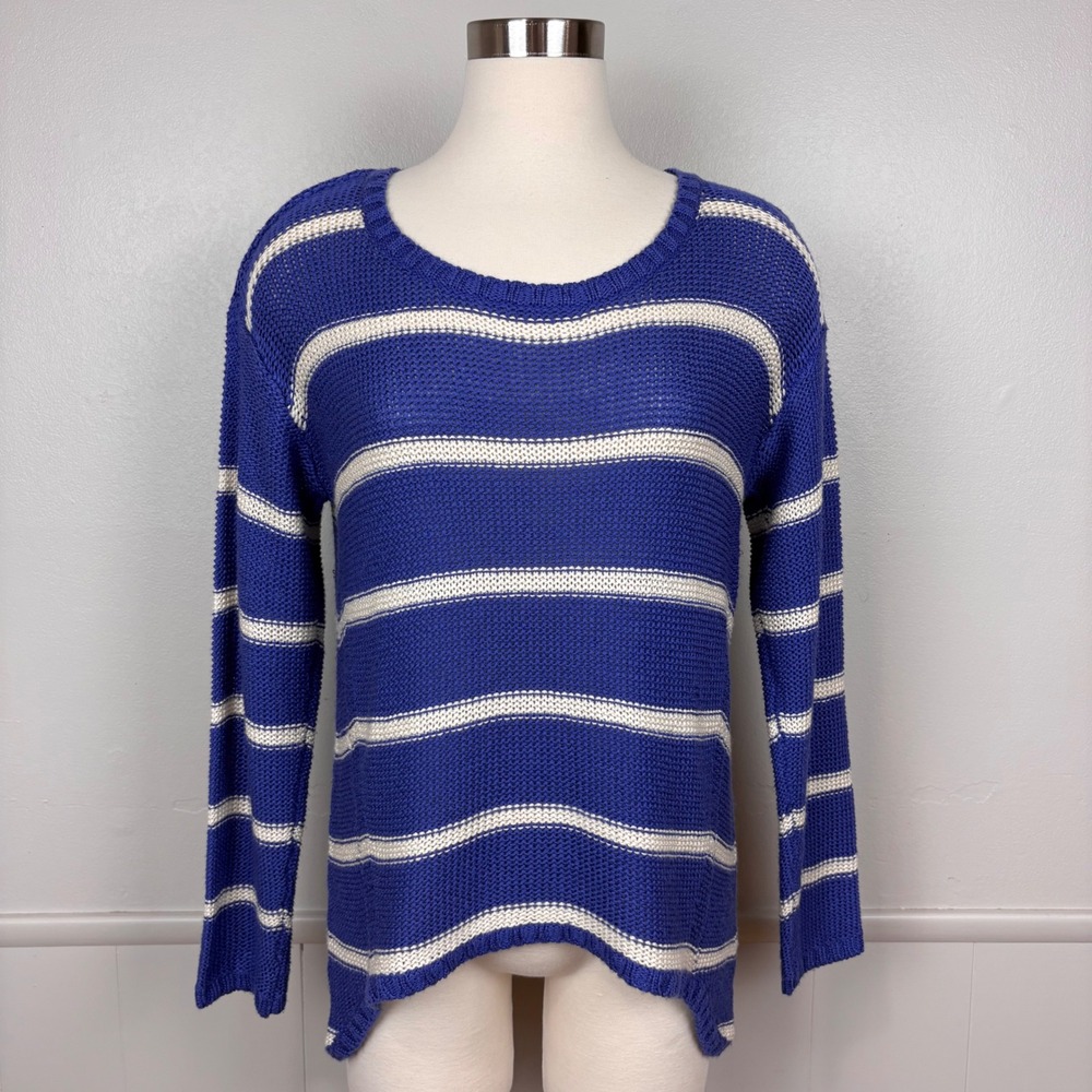 RD Style Kiri Long Sleeve Crew‎ Neck Sweater Size M Blue White Stripe Nautical